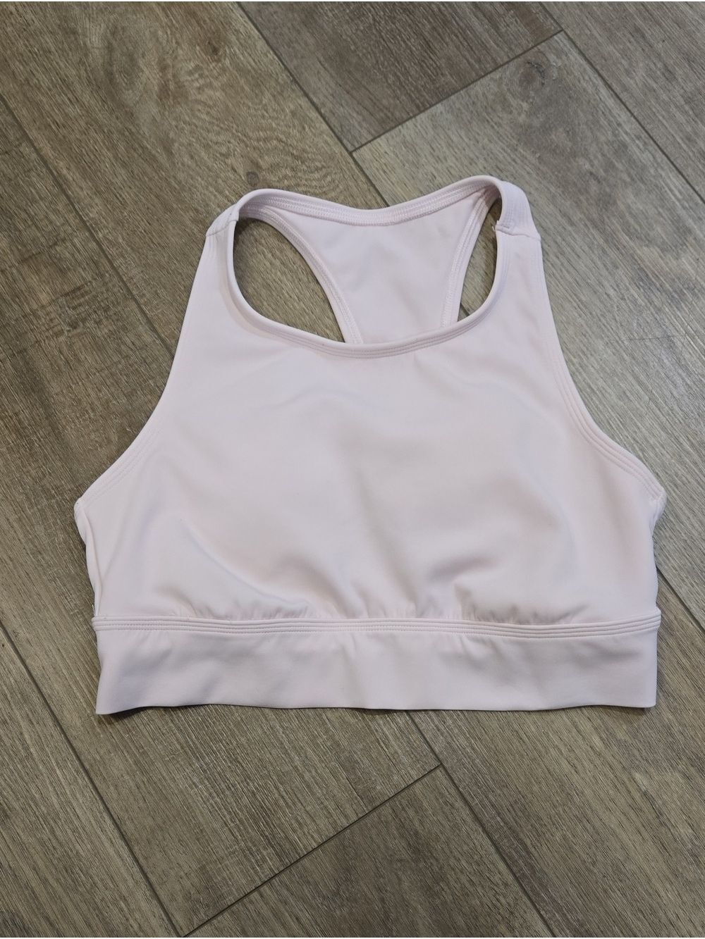 aerie Offline High-Neck Racerback Rie Knot Sports Bra — Pale Pink